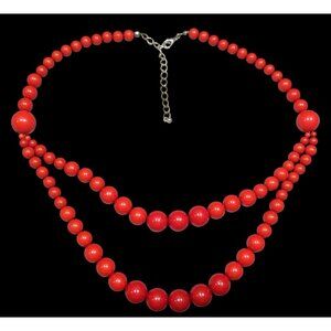 Elegant Red Multilayer Graduated Beaded Necklace
